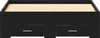 A black bed frame with wooden slats, shown from the front with two drawers visible. Produktbild-Vorschau
