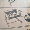 An illustration of a co-sleeping bassinet for twins, with a close-up inset showing a hand interacting with a latch. Produktbild-Vorschau