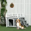 PawHut Hundehütte Hundehaus mit Balkon Erhöhtes Produktbild-Vorschau 2