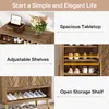 Collage of images showcasing a shoe cabinet with text highlighting its features. Náhľad obrázku produktu