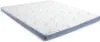 A white mattress topper with a blue trim and a repeating blue pattern on its surface, shown from a diagonal angle on a white background. Anteprima dell’immagine prodotto