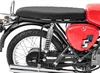 Close-up side view of a motorcycle seat and rear wheel. Voir les images du produit