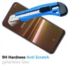 A utility knife is shown attempting to scratch a smartphone screen protector. Produktbild-Vorschau