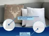 Two pillows are shown on a sofa, one with a deer design and the other two are white pillow inserts. Produktbild-Vorschau