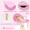 A collage of close-up images and a full product shot of a pink children's vanity set. Produktbild-Vorschau