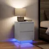 vidaXL Noční stolek s LED světly bílý 38x34x50 cm Náhled obrázku produktu 5