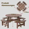 Dřevěný piknikový stůl a židle pro 8 osob, kulatý Náhled obrázku produktu 7