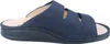 A side view of a navy blue sandal on a white background. Produktbild-Vorschau