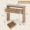 A diagram showing the dimensions of a desk with drawers and a separate drawer. Produktbild-Vorschau