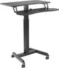 A black adjustable height standing desk with wheels. Voir les images du produit