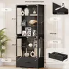 BROTTAR 71" hoher Vitrinenschrank Schwarz mit Glastür und Produktbild-Vorschau 2