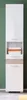 A tall, narrow white cabinet with a wood-tone accent and a shelf displaying folded towels, set against a green wall. Produktbild-Vorschau