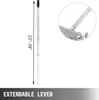 A silver extendable lever with a black handle is shown vertically on a white background, with a close-up inset of the lever mechanism. Voir les images du produit