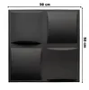 A black 3D wall panel with a textured surface, shown flat against a white background with dimensions indicated. Produktbild-Vorschau