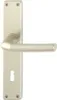 A silver-colored door handle set with a keyhole plate, shown against a white background. Podgląd zdjęcia produktu