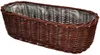 A brown wicker planter basket with a clear plastic liner, shown from a slightly elevated side angle against a white background. Produktbild-Vorschau