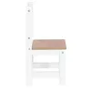 A side view of a white and wood children's chair against a white background. Produktbild-Vorschau