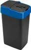 A black and blue trash can with a hinged lid. Podgląd zdjęcia produktu