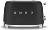 A black Smeg toaster is shown from the front on a white background. Voir les images du produit