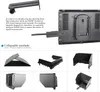 A collage of images showing a camera monitor and its accessories, including a sunshade and HDMI lock. Náhled obrázku produktu