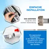 Collage showing installation steps and features of a hose extension. Produktbild-Vorschau