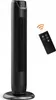 A black tower fan and its remote control are shown against a white background. Voir les images du produit