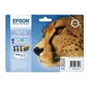 The image shows the packaging of an Epson T0715 multipack of ink cartridges, featuring a close-up of a cheetah's face. Produktbild-Vorschau