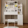 Toaletka kosmetyczna z taboretem I lustrem LED – glamour Podgląd zdjęcia produktu 6