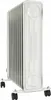 A white oil-filled radiator with 11 fins and wheels, shown from a side angle on a white background. Podgląd zdjęcia produktu