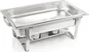 A stainless steel chafing dish with fuel holders underneath, presented on a white background. Anteprima dell’immagine prodotto