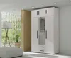 BETTSO Weißer dreitüriger Kleiderschrank mit klappbarem Produktbild-Vorschau 7