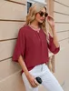 ASKSA Damen Bluse 3/4 aermel Plissee Rundhals Chiffon Produktbild-Vorschau 6