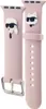 A pink Apple Watch strap with 3D rubber Karl Lagerfeld and Choupette heads attached. Voir les images du produit