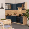 Eckküche Vicco Fame-Line Dunkelblau Hochglanz/Goldkraft Produktbild-Vorschau 7