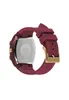 The back view of a burgundy Ice-Watch with a gold buckle. Voir les images du produit