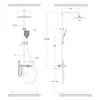 Technical drawing of a shower system with dimensions. Podgląd zdjęcia produktu