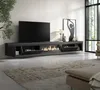 A modern living room with a wall-mounted TV stand featuring an electric fireplace. Produktbild-Vorschau