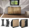 A collage of images showing a cabinet with wooden doors, its components, and a different configuration of the cabinet. Voir les images du produit