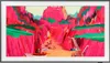 A painting of a colorful landscape with people and boats. Produktbild-Vorschau