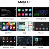 A collage of screenshots from a car infotainment system's UI, showing various features like settings, app launch screens, maps, and phone calls. Anteprima dell’immagine prodotto