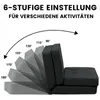 A diagram showing the adjustable backrest angles of a black sofa chair. Produktbild-Vorschau