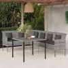 vidaXL 2-tlg. Garten-Essgruppe mit Kissen Grau Poly Rattan Produktbild-Vorschau 2