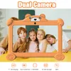 A tablet with a bear-shaped case displaying a photo of four children. Produktbild-Vorschau
