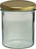A clear glass jar with a gold lid, presented on a white background. Produktbild-Vorschau