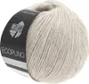 A ball of beige yarn with a black label. Produktbild-Vorschau