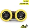 A remote-controlled toy car with yellow wheels is shown from the front. Produktbild-Vorschau