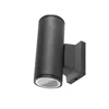 A black cylindrical LED wall light mounted on a wall bracket, shown against a white background. Produktbild-Vorschau