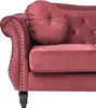 BELIANI 2-Sitzer Sofa Dunkelrot Gepolstert Gesteppt mit Produktbild-Vorschau 7