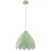 A pendant lamp with a green and white geometric shade hangs from a cord against a white background. Náhled obrázku produktu