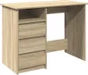 A light brown wooden desk with drawers and an open shelf, shown against a white background. Anteprima dell’immagine prodotto
